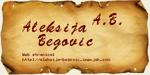 Aleksija Begović vizit kartica